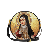 Catholight The Little Flower of Grace Leather Circle Crossbody Bag