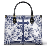 The Cross Amidst Blooming Faith Leather Bag