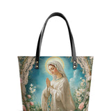 Catholight Lady Of Lourdes Leather Tote Bags