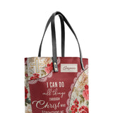 Catholight Blooming With Faith Leather Tote Bags