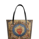 Catholight Sacred Heart of Divine Love Leather Tote Bag