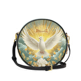 Catholight Grace of the Holy Spirit Leather Circle Crossbody Bag