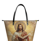 Catholight Jesus the Savior Eternal Light Leather Tote Bag