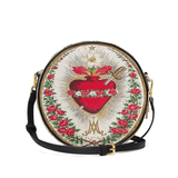 Catholight Immaculate Heart of Mary Elegance Leather Circle Crossbody Bag