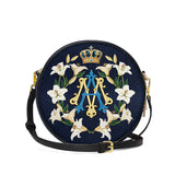 Catholight  Crown Of Grace Leather Circle Crossbody Bag