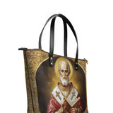 Catholight Saint Nicholas The Patron of Generosity Leather Tote Bag