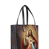 Catholight A Testament of Grace and Compassion Leather Tote Bag