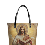 Catholight Jesus the Savior Eternal Light Leather Tote Bag