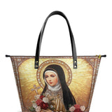 Catholight The Little Flower of Grace Leather Tote Bag