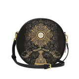 Catholight  The Corpus Christi Elegance Leather Circle Crossbody Bag