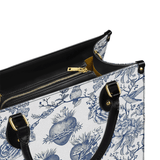 Sacred Elegance: Blue and White Devotion Leather Bag