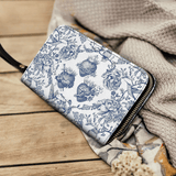 Sacred Elegance: Blue and White Devotion - Leather Wallet Purse