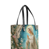 Catholight Lady Of Lourdes Leather Tote Bags