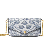 Catholight Sacred Elegance: Blue and White Devotion Envelope Chain Crossbody Bag