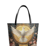 Catholight Dove of Eternal Light Leather Tote Bags