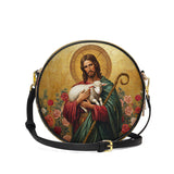 Catholight Lamb of Grace Leather Circle Crossbody Bag