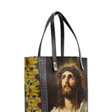 Catholight Crown of Thorns and Sunflower Grace Leather Tote Bag