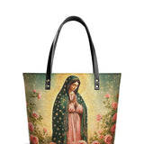 Catholight Roses of Guadalupe Leather Tote Bags