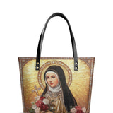 Catholight The Little Flower of Grace Leather Tote Bag