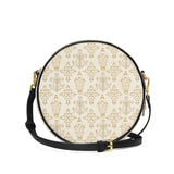 Catholight  The Ave Maria Pattern Leather Circle Crossbody Bag