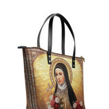 Catholight The Little Flower of Grace Leather Tote Bag