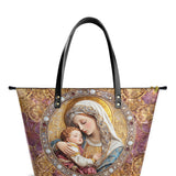 Catholight Divine Madonna And Child Leather Tote Bags