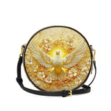 Catholight Wings of Serenity Leather Circle Crossbody Bag