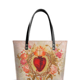 Catholight Sacred Heart of Grace Leather Tote Bags