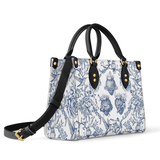 Sacred Elegance: Blue and White Devotion Leather Bag