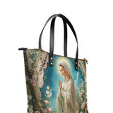 Catholight Lady Of Lourdes Leather Tote Bags