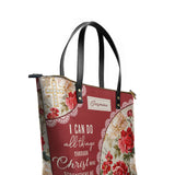 Catholight Blooming With Faith Leather Tote Bags