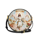 Catholight  In God We Trust Leather Circle Crossbody Bag