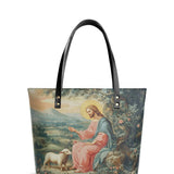 Catholight The Shepherd's Grace Leather Tote Bag