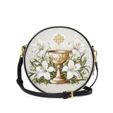 Catholight  The Holy Eucharist Leather Circle Crossbody Bag