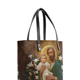 Catholight Guardian of Faith and Purity Leather Tote Bag