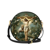 Catholight The Cross of Redemption Leather Circle Crossbody Bag