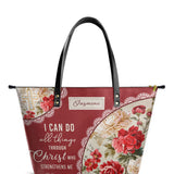 Catholight Blooming With Faith Leather Tote Bags