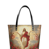 Catholight Glorious Ascension Christ Rising in Majesty Leather Tote Bag