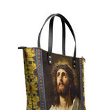 Catholight Crown of Thorns and Sunflower Grace Leather Tote Bag