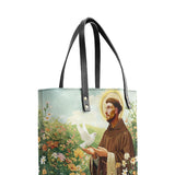 Catholight Harmony of Saint Francis Leather Tote Bags