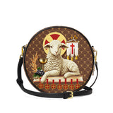 Catholight  Agnus Dei Leather Circle Crossbody Bag