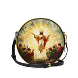 Catholight The Glorious Ascension  Leather Circle Crossbody Bag