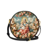 Catholight  Halo Of Roses Leather Circle Crossbody Bag