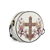 Catholight  Faith & Florals Leather Circle Crossbody Bag