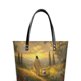 Catholight Divine Light and Love Leather Tote Bags