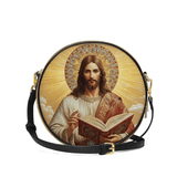 Catholight Jesus the Savior Eternal Light Leather Circle Crossbody Bag