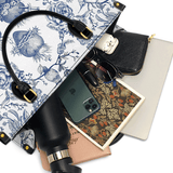 Sacred Elegance: Blue and White Devotion Leather Bag