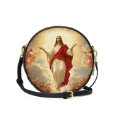 Catholight Glorious Ascension Christ Rising in Majesty Leather Circle Crossbody Bag