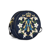 Catholight  Crown Of Grace Leather Circle Crossbody Bag