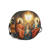 Catholight  Coronation Of Mary Leather Circle Crossbody Bag